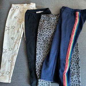 4 Pairs Girls Size S lined leggings ⭐️🌈💙